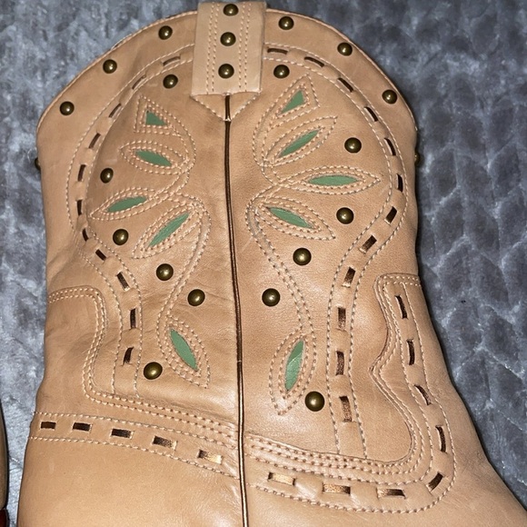 Mercer & Madison Tan Green Genuine Leather Cowgirl Boots.  Size 10‎ - Picture 11 of 12